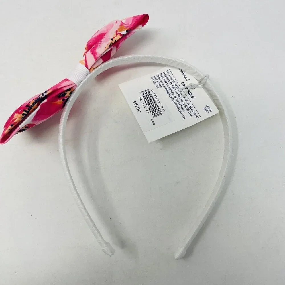 Janie and Jack Baby/Toddler Girls One Size White‎ Headband & Pink Floral Bow